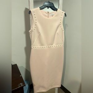 Calvin Klein light pink dress with pearl accents, size 12, NWOT